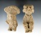 Pair of pre-Columbian clay figures found in Mexico, largest is 3 13/16