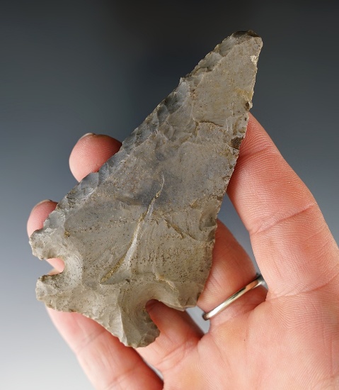 3 7/16" Steeply Beveled Archaic Knife made from Hornstone. Found in Todd Co., Kentucky.