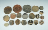 Set of 20 salvaged Prehistoric pottery shards/discs found in New Mexico. Largest is 2 3/4