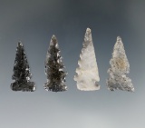 Set of four Dry Prong Points with nice serrations found in New Mexico. Largest is 1 3/16