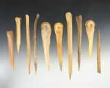 Group of 10 assorted bone awls found in New Mexico, a couple have damage. Largest is 6