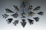 Group of 15 assorted Obsidian arrowheads found in Twin Falls Idaho. Largest is 1 1/2