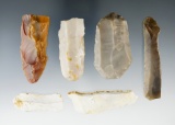 Group of six Neolithic Flint artifacts found in Denmark, largest is 2 13/16