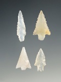 Set of four attractive Columbia River Gem points made from highly translucent agate.