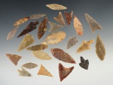 Set of 25 assorted African Neolithic arrowheads. Largest is 1 5/8