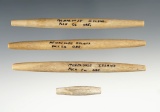 Set of four bone hair beads found in Polk Co., Oregon in excellent condition.. Largest is 4 9/16
