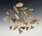 Set of 25 assorted African Neolithic arrowheads found in Africa. Largest is 1 5/8