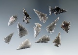 Set of 12 Obsidian arrowheads found in New Mexico, largest is 15/16