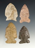Group of 4 Assorted Ohio Arrowheads, largest is 2 1/16
