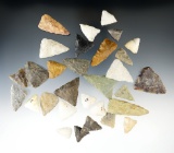 Set of 30 triangular arrowheads found in the Eastern U. S. Largest is 1 15/16