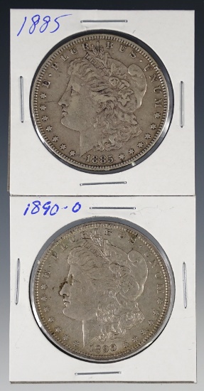 1885 and 1890-O Morgan Silver Dollars VF