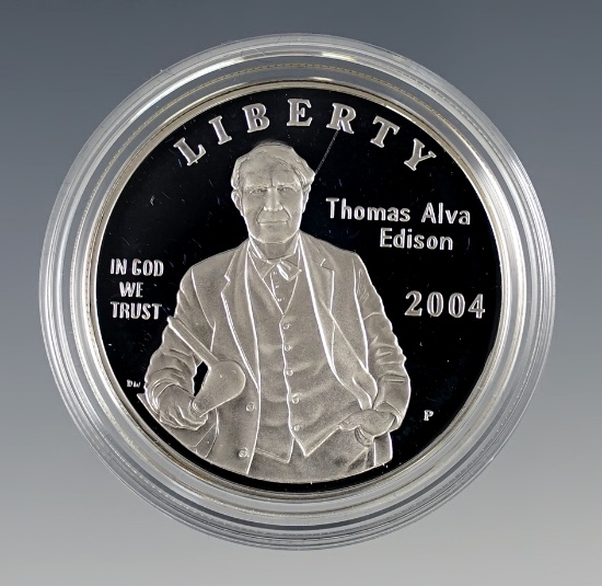 2004 Thomas Alva Edison Commemorative Proof Silver Dollar