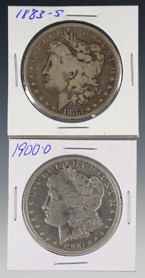 1883-S and 1900-O Morgan Silver Dollars VG-F Details