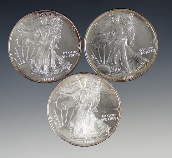 1991, 1997 and 2000 Uncirculated American Silver Eagles