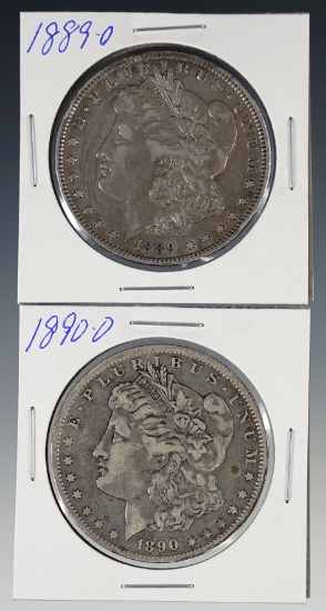 1889-O and 1890-O Morgan Silver Dollars VF Details