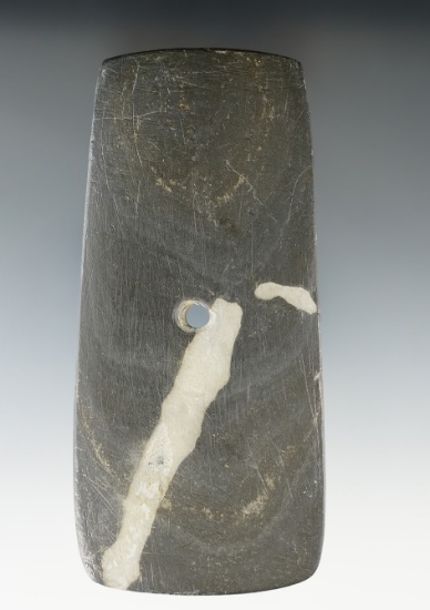 4 1/8" Hopewell Rectangular Pendant -  Banded Slate with "worm tracks". Delaware Co., Ohio.