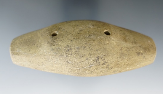 4 1/16" Adena Expanded Center Gorget found in Clark Co., Ohio. Ex. Dr. Stanley Copeland.