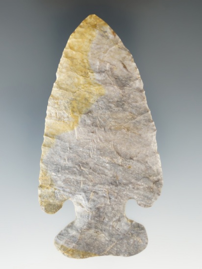 3 1/2" Archaic E-Notch found in Franklin Co., Ohio. Pictured in Who's Who #10, page 178.