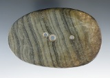 Incredibly  thin 3 Hole Ovate Gorget found in Muskingum Co., Ohio.