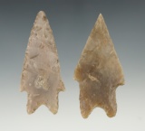 Pair of well made Texas Pedernales points. The largest is 2 13/16