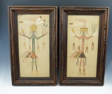 Pair of nicely framed Navajo Sand Paintings. Both measure 11 1/2