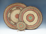 Set of 3 beautifully woven trays, largest is 15 1/2