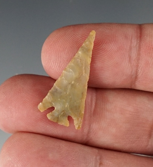 Thin and well styled 1 1/8" Corner Notched Arrow Point found in New Mexico.
