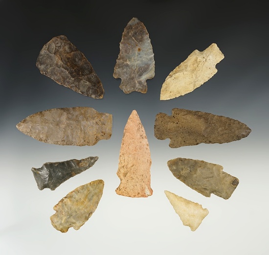 Set of 10 points found in the Kentucky/Tenessee area. All are in good condition.