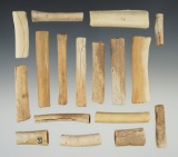 Set of 17 Bone Tube Beads found in New Mexico. Largest is 2 5/8