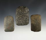 Set of 3 Nice Square Sided Celts found in the Midwestern U.S. The largest 3