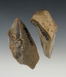 Pair of Flint tools recovered in England. Largest is 2 3/4