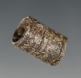 Heavily engraved Bone Bead found in Umatilla, Oregon. Well patinated.