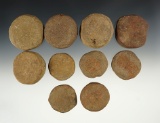 Set of 10 nicely patinated Stone Discs found in the Kentucky/Tenessee area.