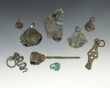 Unique group of 9 Copper Artifacts found at a Pueblo site in New Mexico. Largest is 2 1/2