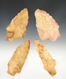 Set of 4 Putnam and Savannah River points found in Southwest Georgia.