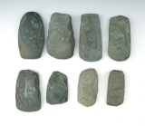 Set of 8 Celts, most are made from Slate. The largest is 4 1/16