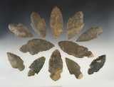 Set of Adena points  found in the Kentucky/Tenessee area. The largest is 3 5/8
