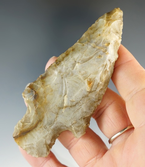 3 5/8" Heavily patianted Flint Ridge Adena found in Ohio.