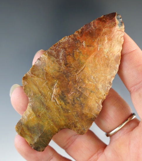 Heavily patinated 3 3/16" Plum Run Flint Adena Knife found in Summit Co., Ohio.