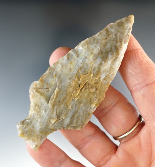 3 3/8" Ashtabula made from Coshocton Flint, found in Fairfield Co., Ohio.