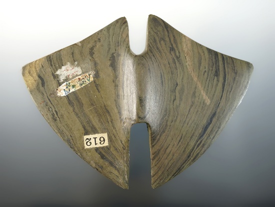 5 13/16" Butterfly Bannerstone that is 1/2 restored by Scot Stoneking. Ex. Ed Payne collection.