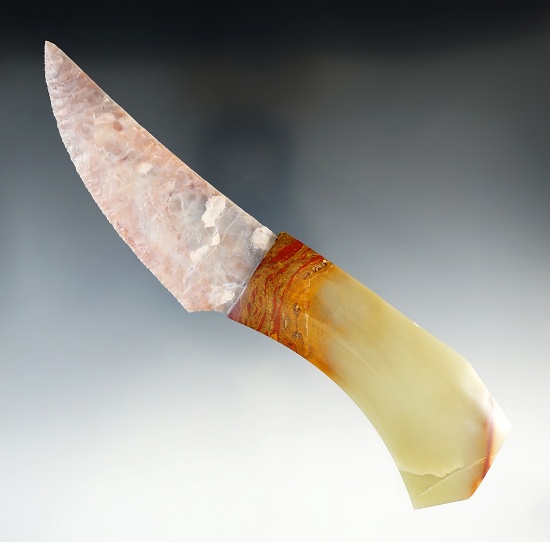 7 1/16" Contemporary Knife with a highly polished Agate handle and a well flaked blade.