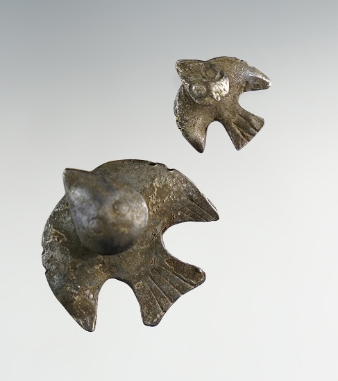 Rare! Pair of hand formed Pre-Columbian Bird Effigies made from Silver, found in Peru.