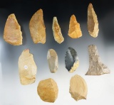 Set of 11 Paleo Uniface knives and tools found by Millard 