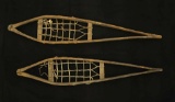 Pair of Vintage circa 1800's Snow Shoes with original wood and leather. 47
