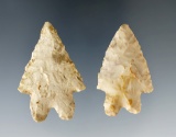 Pair of well styled Bifurcate Points found in Northern Ohio. Pictured in Ohio Flint Types.