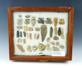 Frame of Assorted Hopewell Artifacts recovered from a site in Trumbull Co., Ohio.