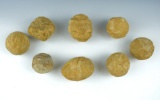 Set of 8 Clay Cooking Balls found at Poverty Point, Louisiana. Largest is 2 5/8