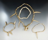Excellent set! Four strands of drilled bone and shell beads and ornaments found in Kentucky.