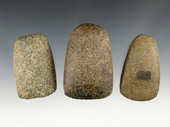 Set of 3 nice Hardstone pieces including 2 Adze and one Celt. Found in the Midwestern U.S.